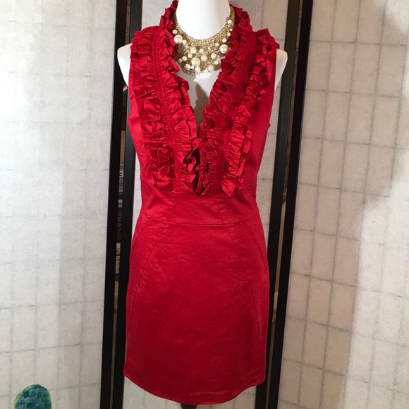 ted baker red ruffle dress